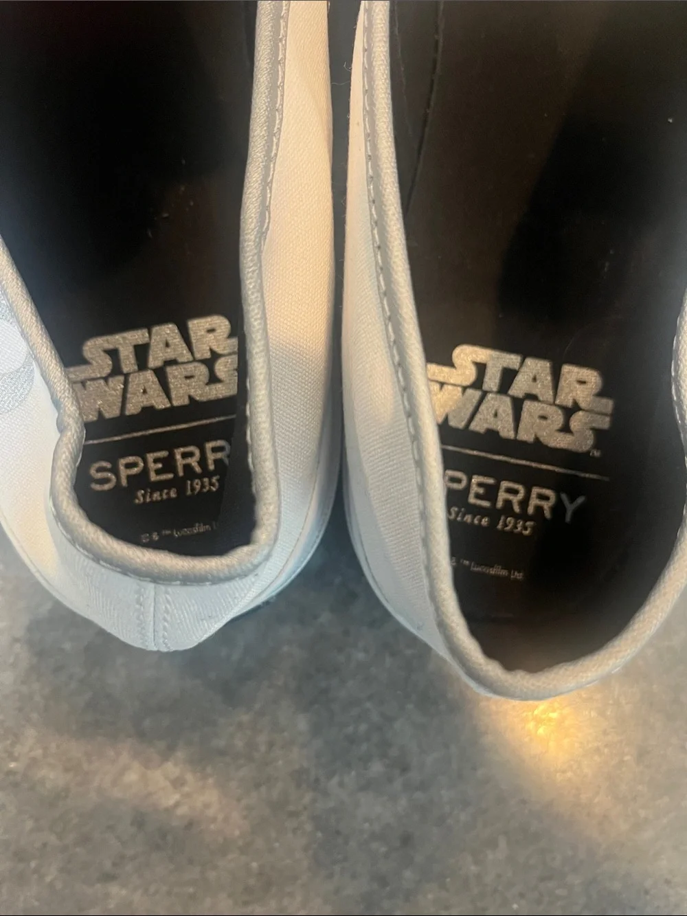 Sperry Gold & White C-3PO and R2-D2 Slip-On Loafers